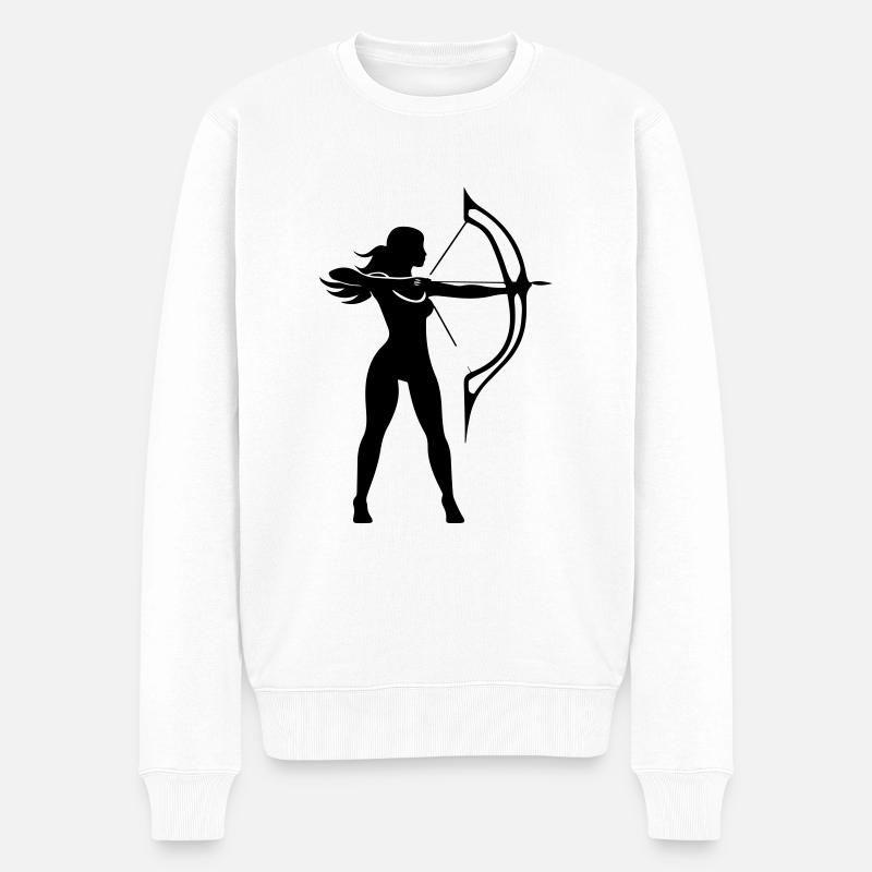 Bogenschießen Frau Symbol - Männer Premium Bio Pullover - Weiß