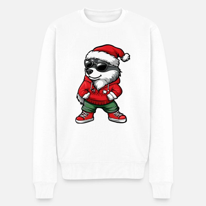 Husky Chien Noël Noël - Pull Premium bio Homme - blanc