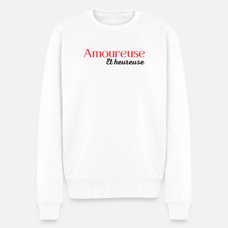 Amoureuse et heureuse - Pull Premium bio Homme - blanc