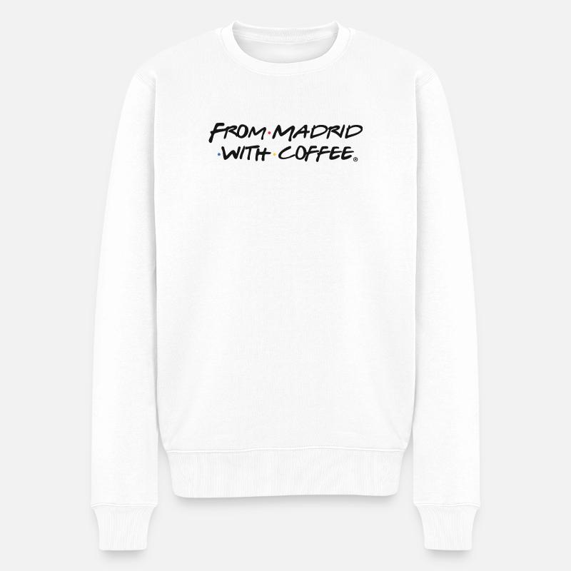 L’AMOUR DU CAFÉ À MADRID - Pull Premium bio Homme - blanc