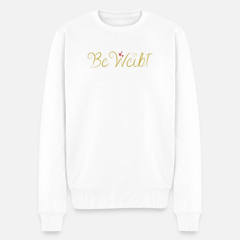 BeWeibt - Männer Premium Bio Pullover - Weiß