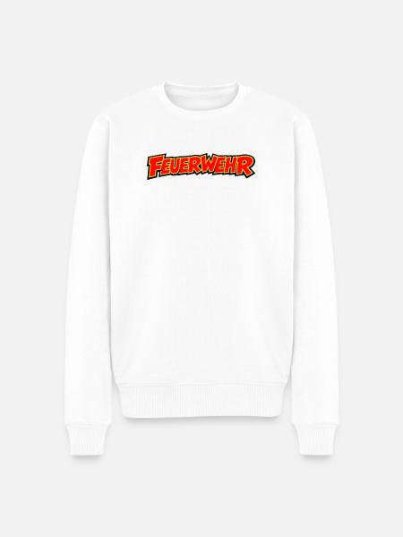Feuerwehr Comic Schriftzug - Männer Premium Bio Pullover - Weiß