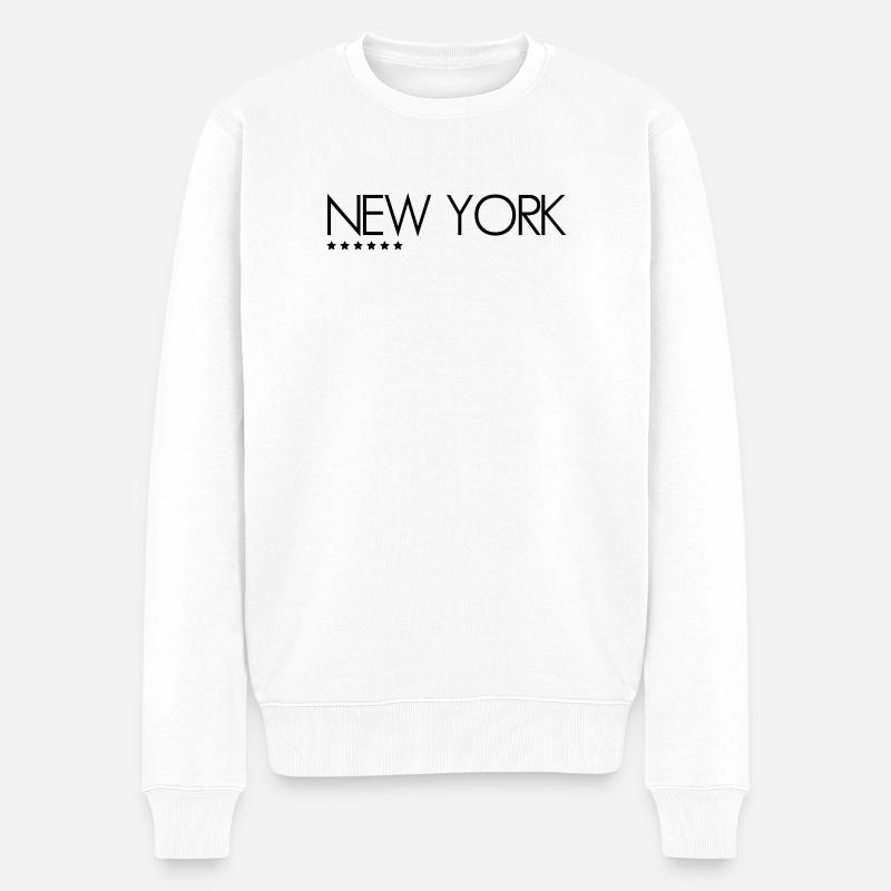 New York - Männer Premium Bio Pullover - Weiß
