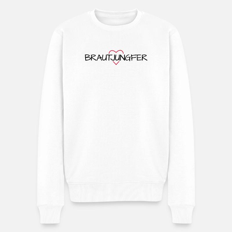 Brautjungfer Herz Junggesellinenabschied - Männer Premium Bio Pullover - Weiß