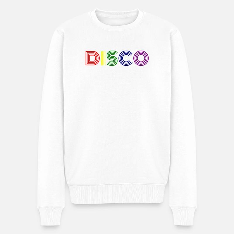 Disco Neon Stripes Rétro - Pull Premium bio Homme - blanc