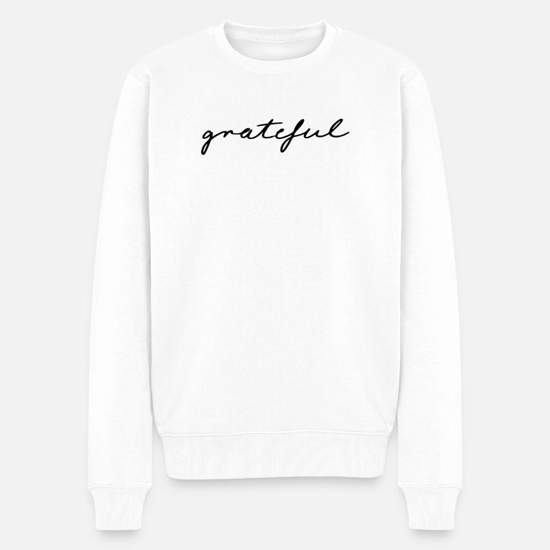 grateful - Männer Premium Bio Pullover - Weiß