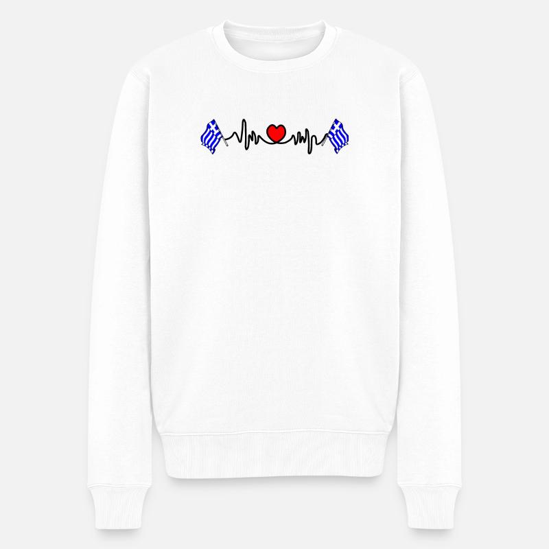 Herzfrequenz-Cardio für Griechenland - Männer Premium Bio Pullover - Weiß