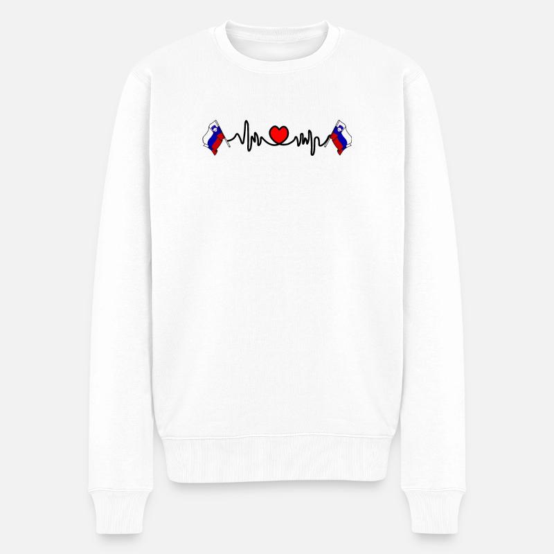 Herzfrequenz-Cardio für Slowenien - Männer Premium Bio Pullover - Weiß