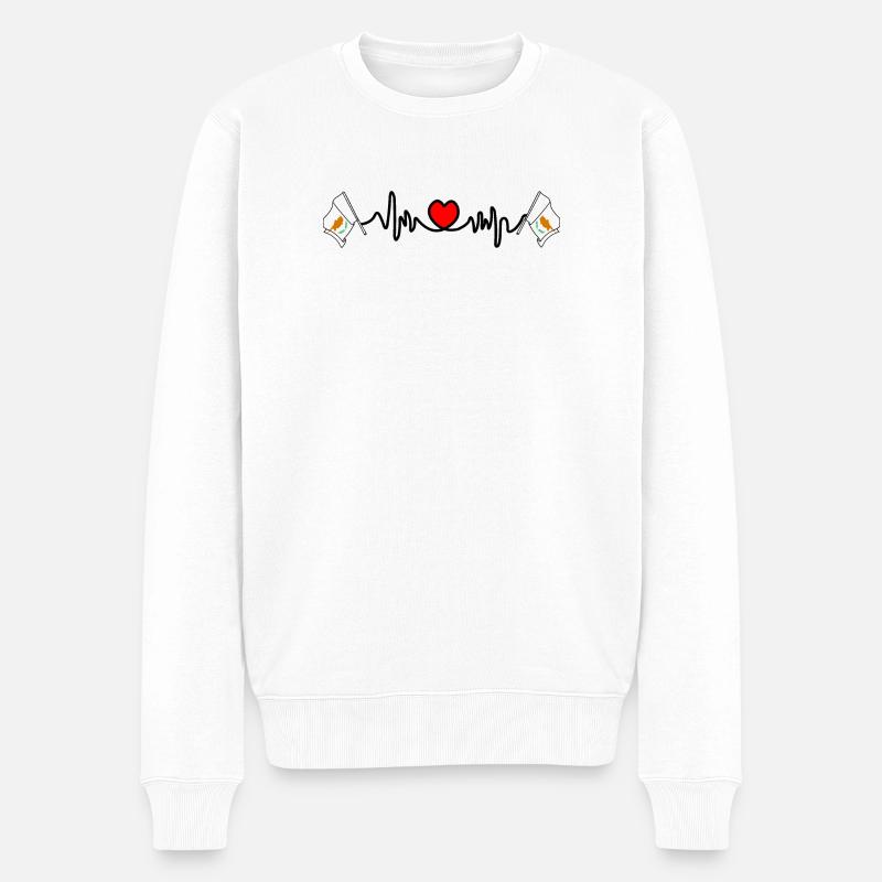 Herzfrequenz-Cardio für Zypern - Männer Premium Bio Pullover - Weiß