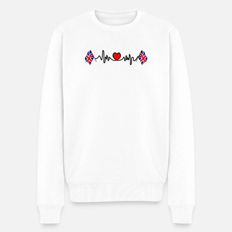 Herzfrequenz-Cardio für Großbritannien - Männer Premium Bio Pullover - Weiß