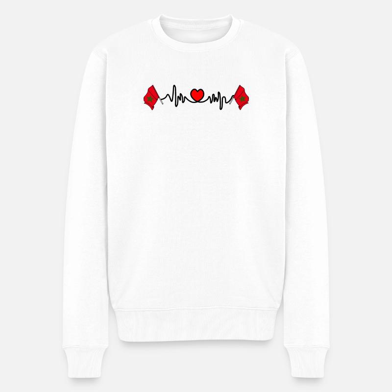 Herzfrequenz-Cardio für Marokko - Männer Premium Bio Pullover - Weiß