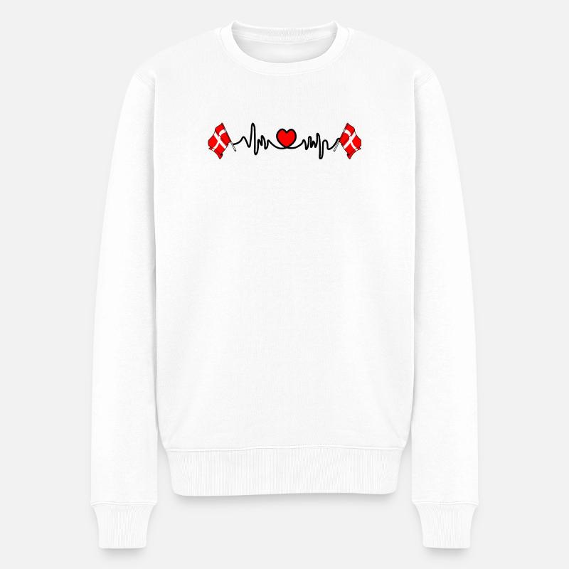 Herzfrequenz-Cardio für Dänemark - Männer Premium Bio Pullover - Weiß