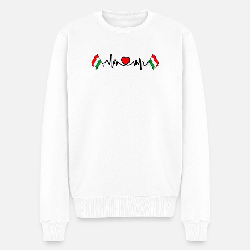 Herzfrequenz-Cardio für Ungarn - Männer Premium Bio Pullover - Weiß