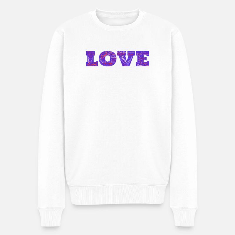 LIEBE - Männer Premium Bio Pullover - Weiß