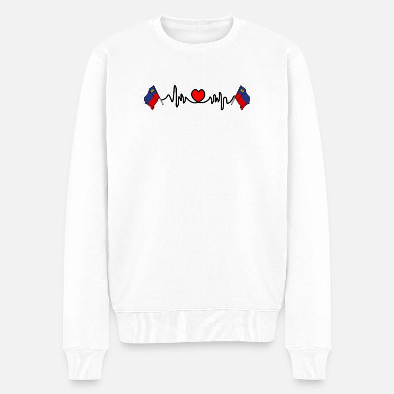 Herzfrequenz-Cardio für Liechtenstein - Männer Premium Bio Pullover - Weiß