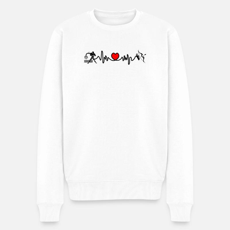 Fréquence cardiaque cardio Verseau Sagittaire - Pull Premium bio Homme - blanc