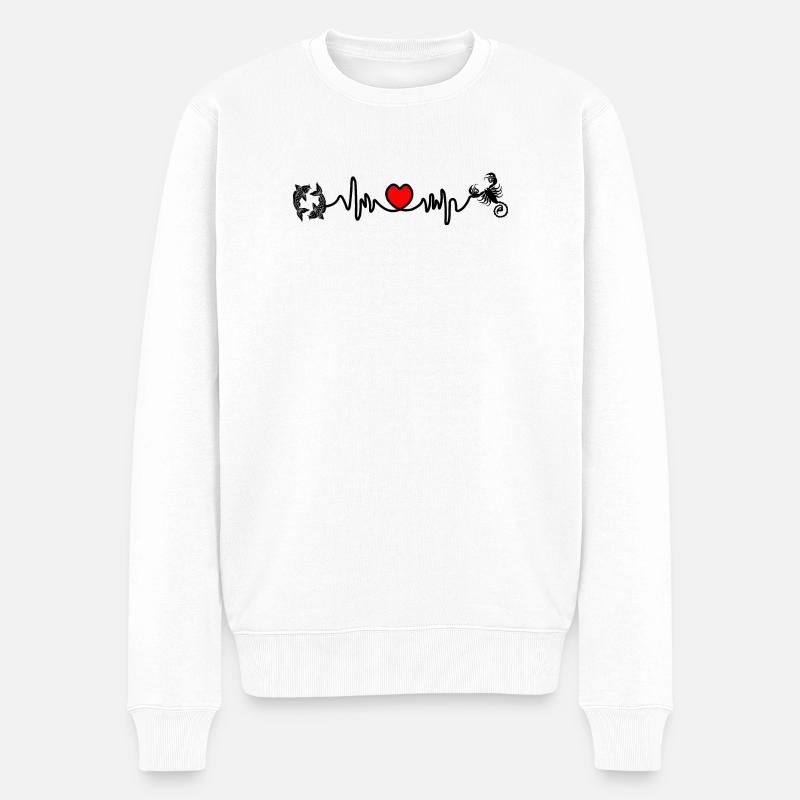Fréquence cardiaque cardio Poissons Scorpion - Pull Premium bio Homme - blanc