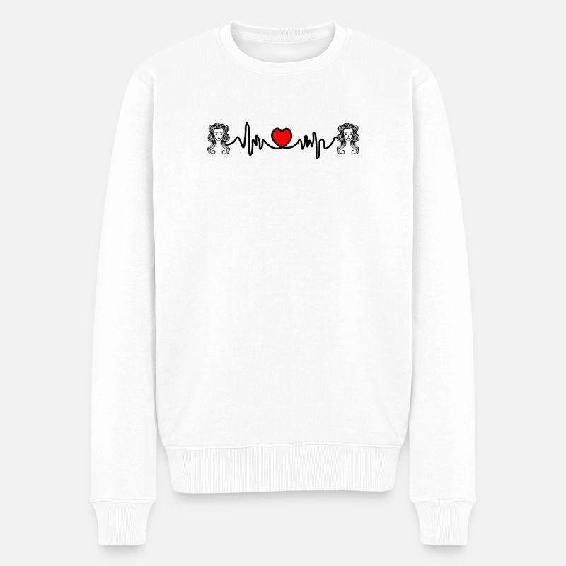 Fréquence cardiaque cardio Vierge Vierge - Pull Premium bio Homme - blanc