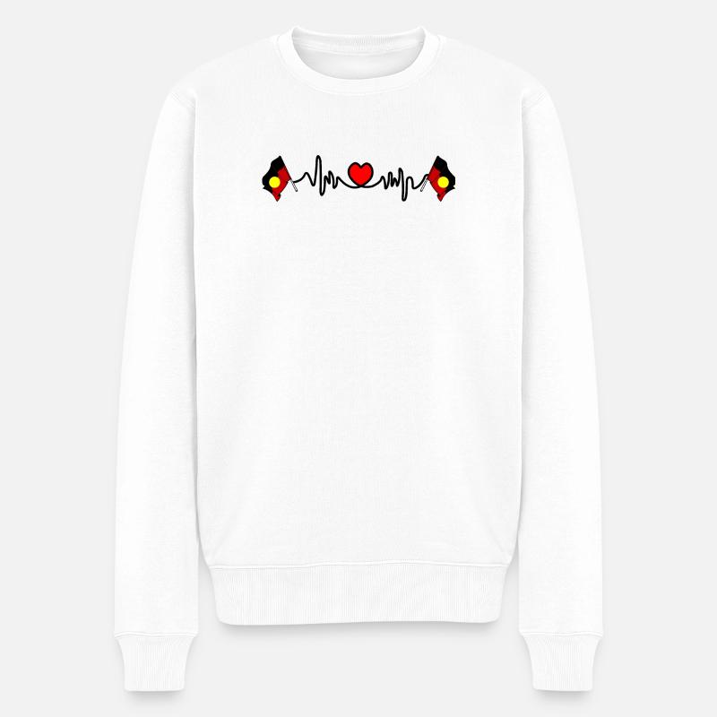 Herzfrequenz-Cardio für Aborigines - Männer Premium Bio Pullover - Weiß