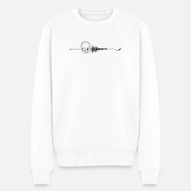 Herzschlag Liebesmusik - Männer Premium Bio Pullover - Weiß