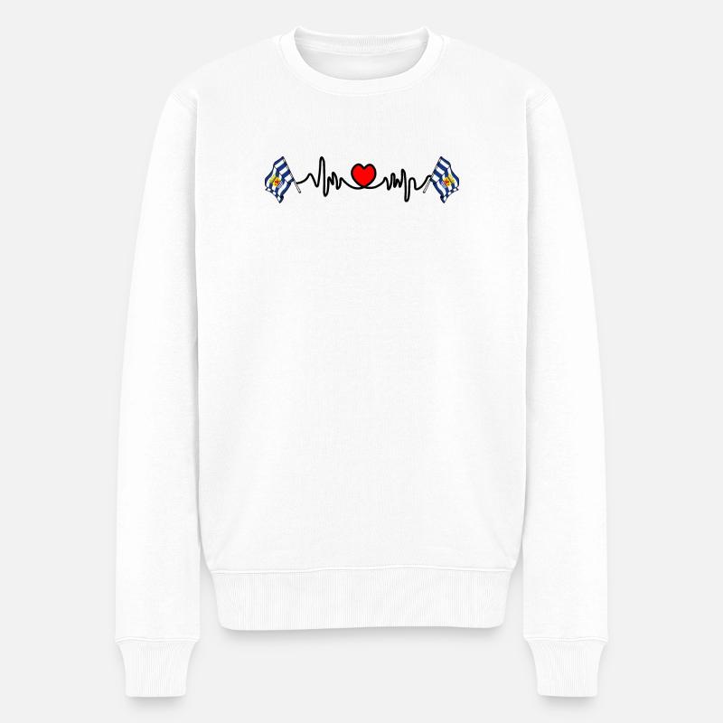 Herzfrequenz-Cardio für die Provinz Zeeland - Männer Premium Bio Pullover - Weiß
