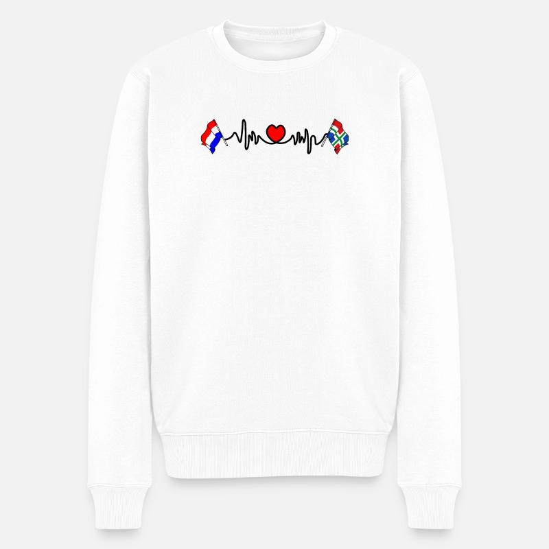 Cardio coeur Drapeau Pays-Bas, Groningue - Pull Premium bio Homme - blanc