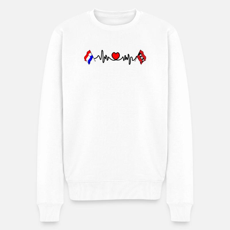Cardio coeur Drapeau Pays-Bas, Amsterdam - Pull Premium bio Homme - blanc