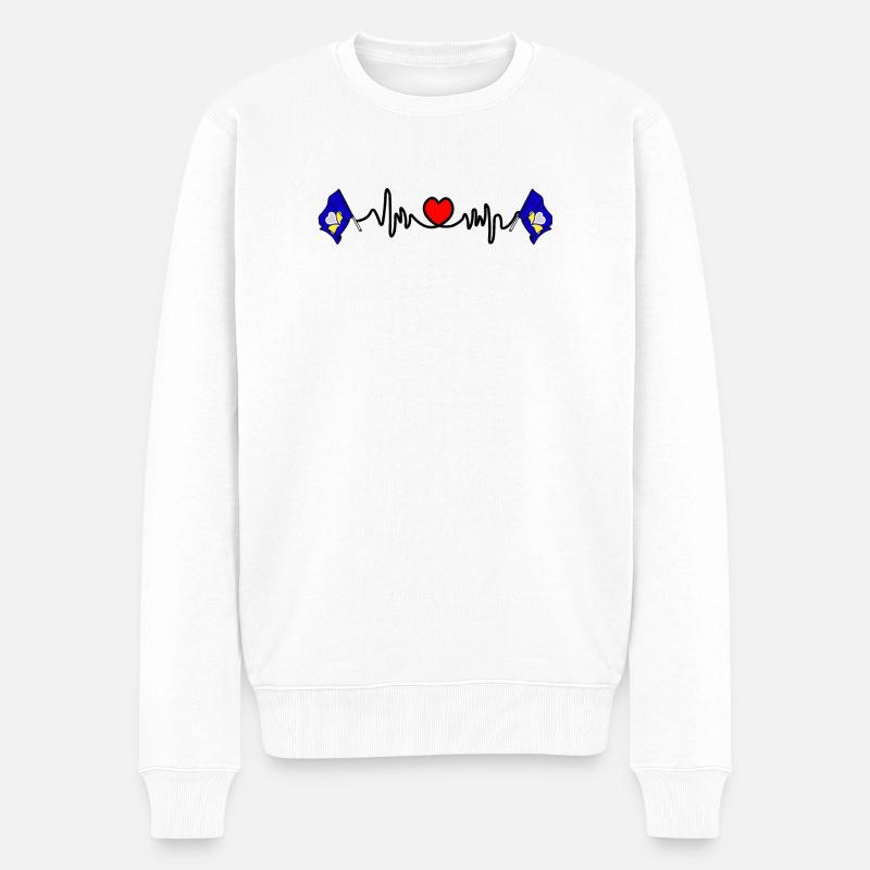 Herzfrequenz-Cardio Region Brüssel-Hauptstadt - Männer Premium Bio Pullover - Weiß