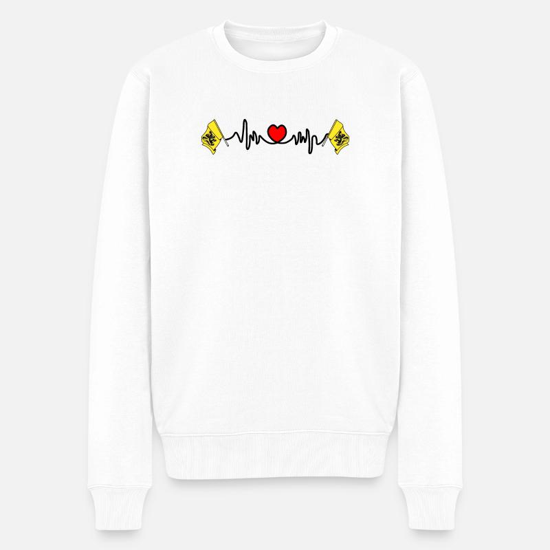 Herzfrequenz-Cardio für Flandern, Belgien - Männer Premium Bio Pullover - Weiß