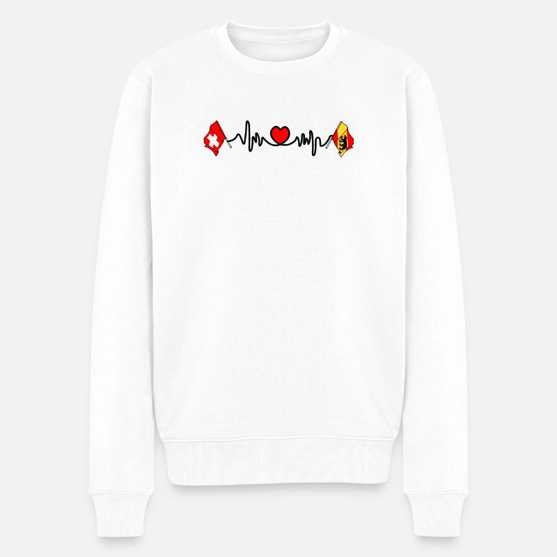 Cardio heart Drapeau Suisse, drapeau Berne - Pull Premium bio Homme - blanc