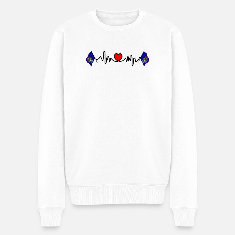 Herzfrequenz-Cardio für Michigan - Männer Premium Bio Pullover - Weiß