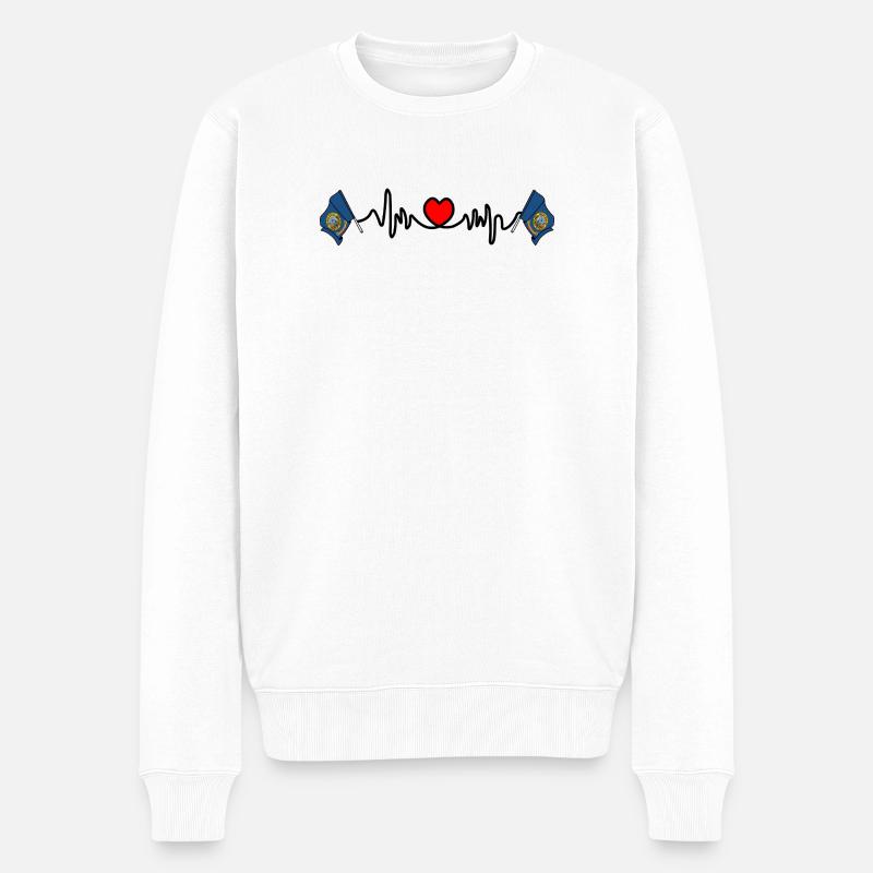 Herzfrequenz-Cardio für Indaho - Männer Premium Bio Pullover - Weiß