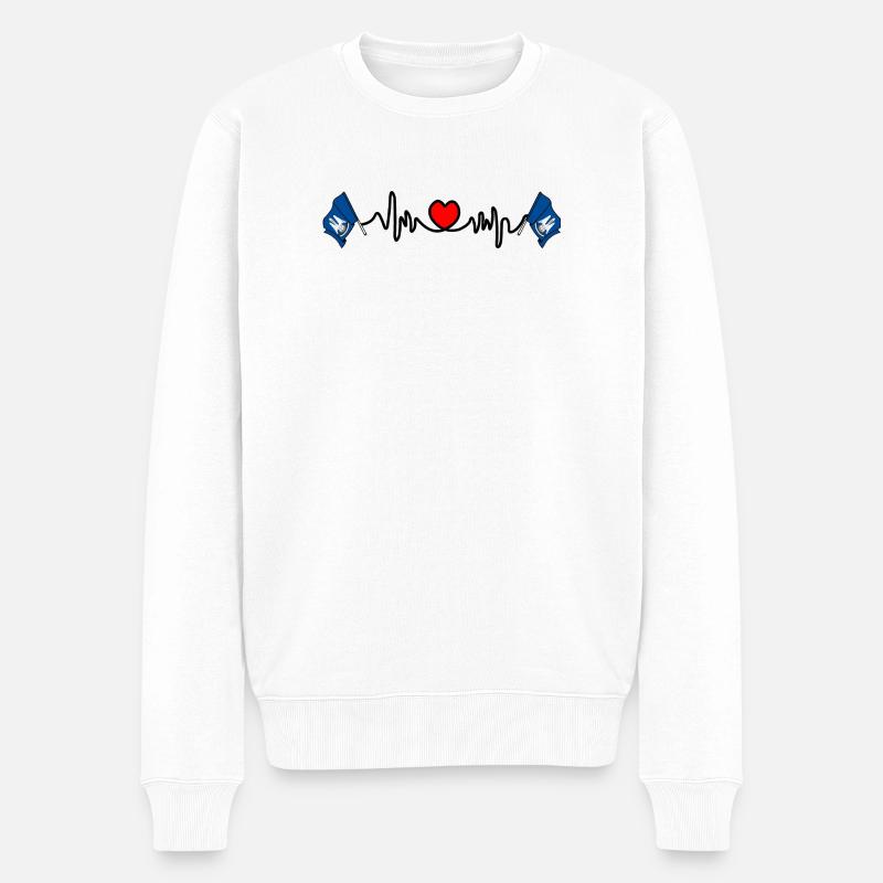 Herzfrequenz-Cardio für Lousiane - Männer Premium Bio Pullover - Weiß