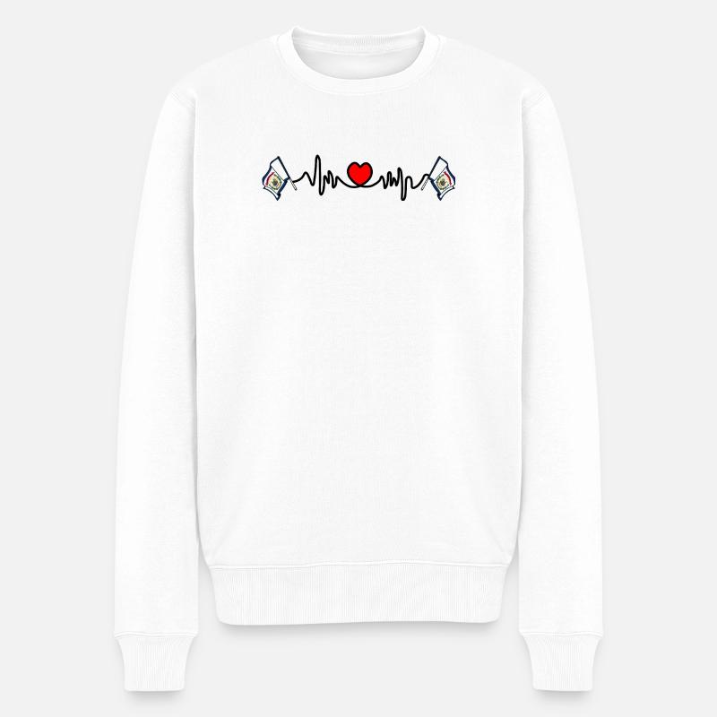 Herzfrequenz-Cardio für West Virginia - Männer Premium Bio Pullover - Weiß