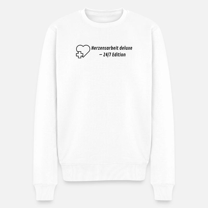 Herzensarbeit deluxe - 24/7 Edition - Männer Premium Bio Pullover - Weiß