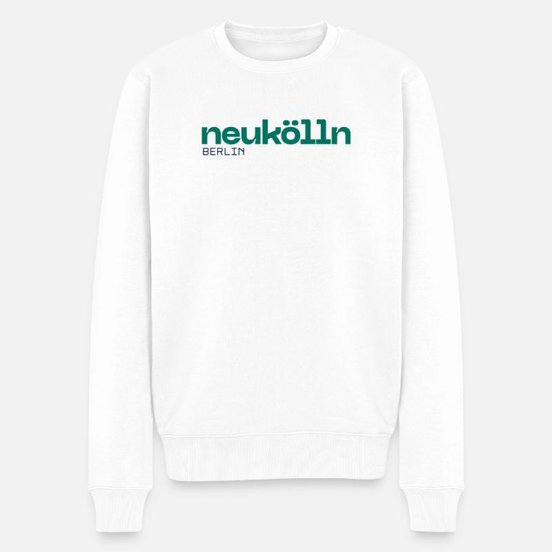 Berlin Neukölln - Schönes, schlichtes Design - Männer Premium Bio Pullover - Weiß