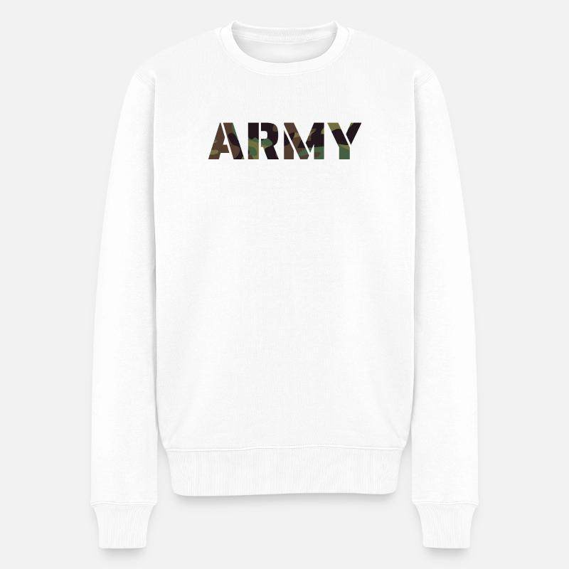 ARMY Text UK Tarnmuster - Männer Premium Bio Pullover - Weiß