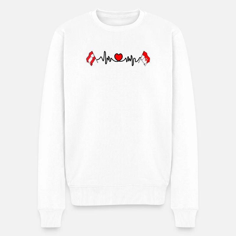 Vorarlberg-Flaggen mit Herzschlag - Männer Premium Bio Pullover - Weiß