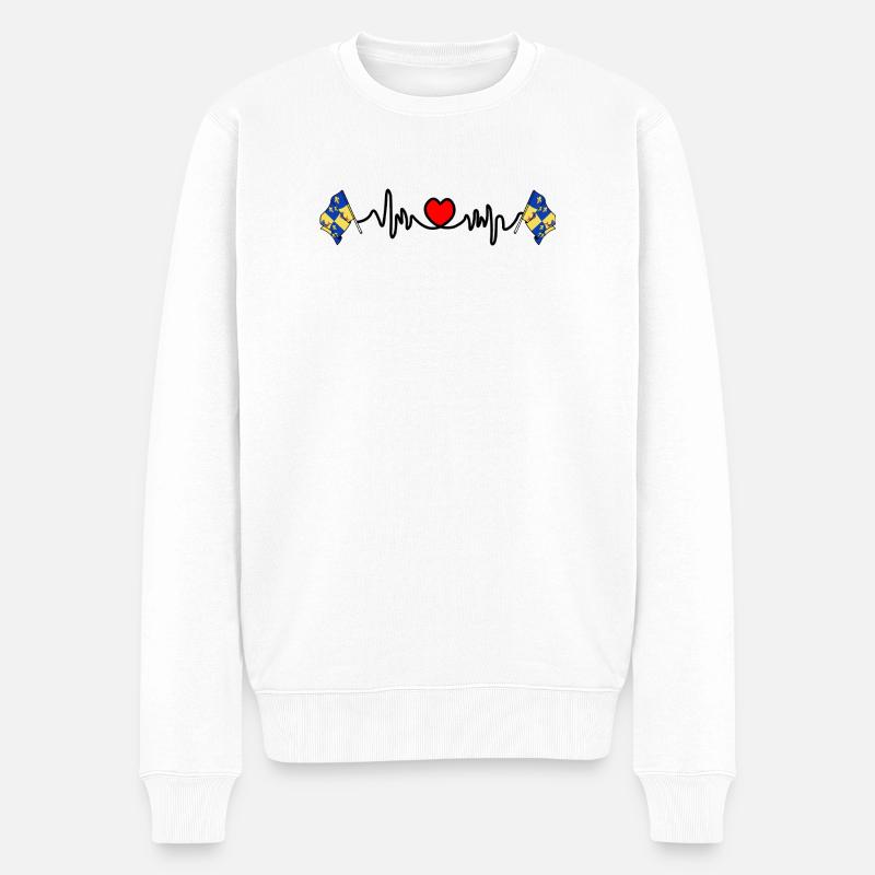 Dauphiné-Herzfrequenz - Männer Premium Bio Pullover - Weiß