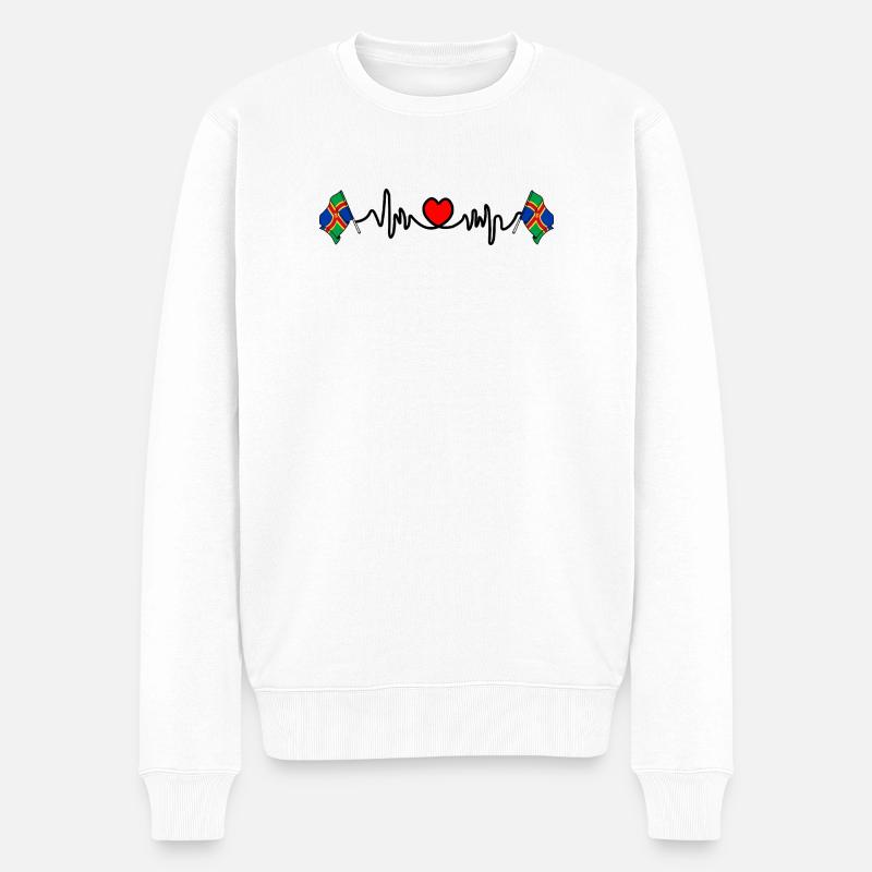 Lincolnshire-Flagge + Herzschlag - Männer Premium Bio Pullover - Weiß