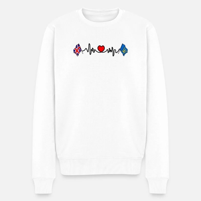Suffolk & Great Britain Heartbeat - Männer Premium Bio Pullover - Weiß