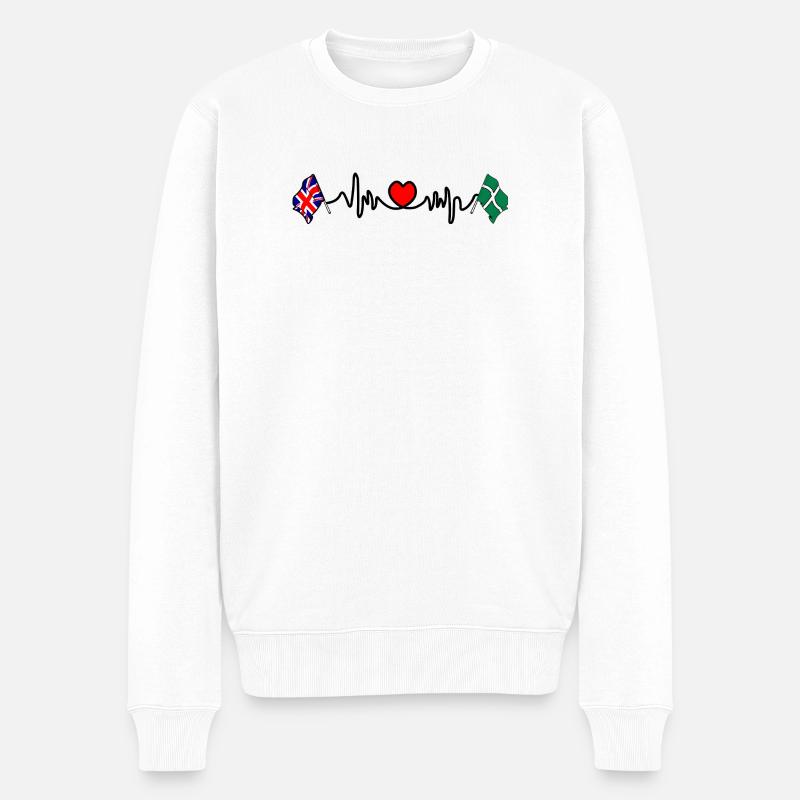 Devon & Großbritannien Herzschlag - Männer Premium Bio Pullover - Weiß