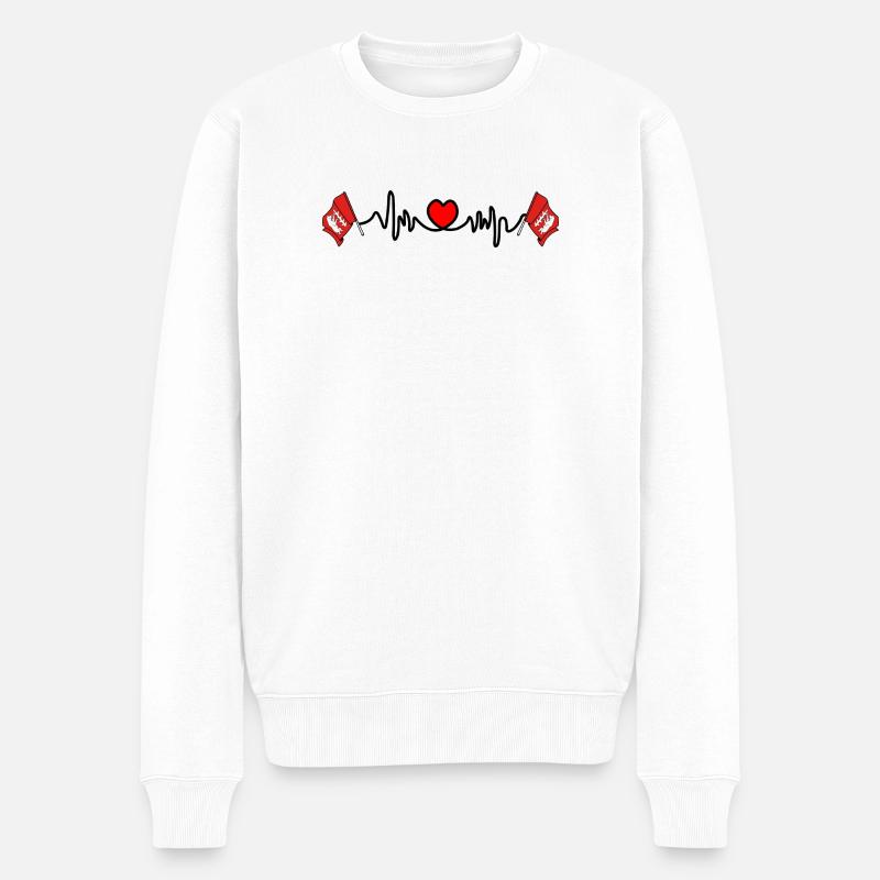 Warwickshire Herzfrequenz - Männer Premium Bio Pullover - Weiß