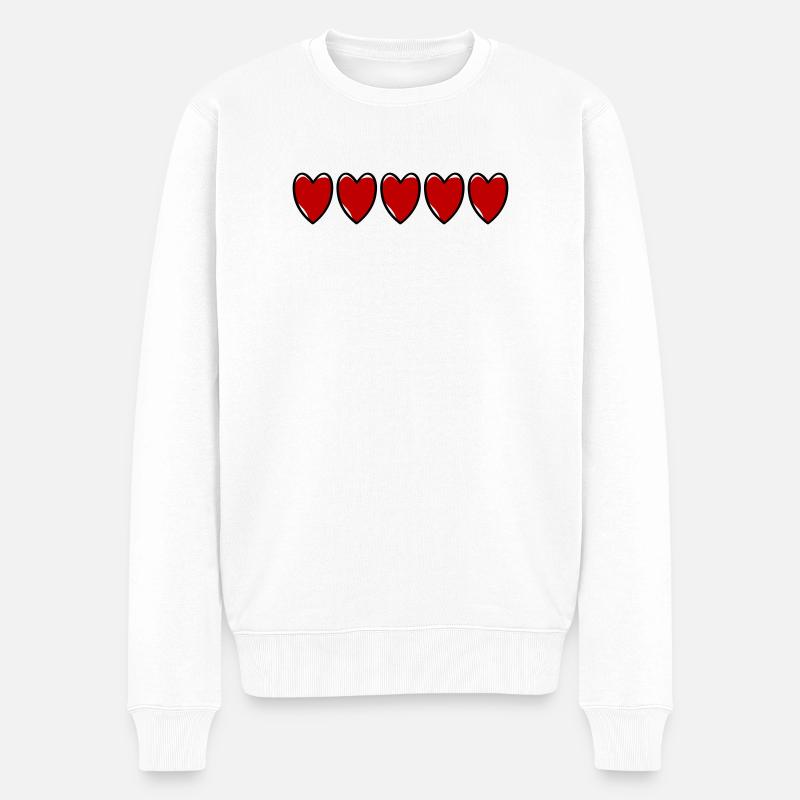 Herzen Linie Liebe - Männer Premium Bio Pullover - Weiß