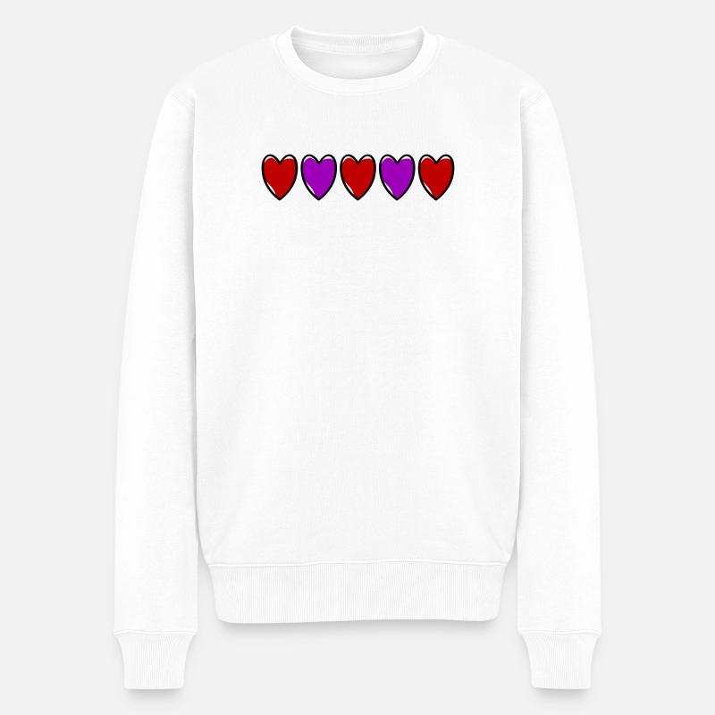Herzen Linie Liebe - Männer Premium Bio Pullover - Weiß