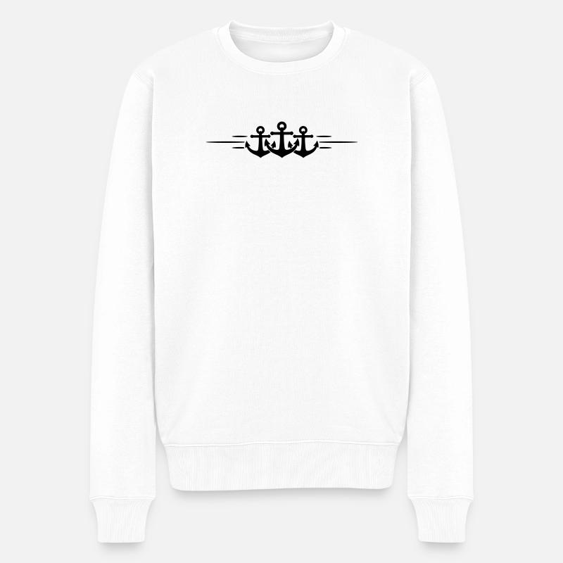 Anker Symbol Linie - Männer Premium Bio Pullover - Weiß