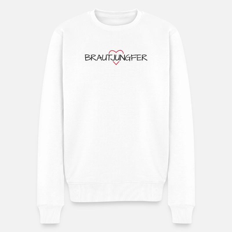 Brautjungfer Herz Junggesellinenabschied - Männer Premium Bio Pullover - Weiß