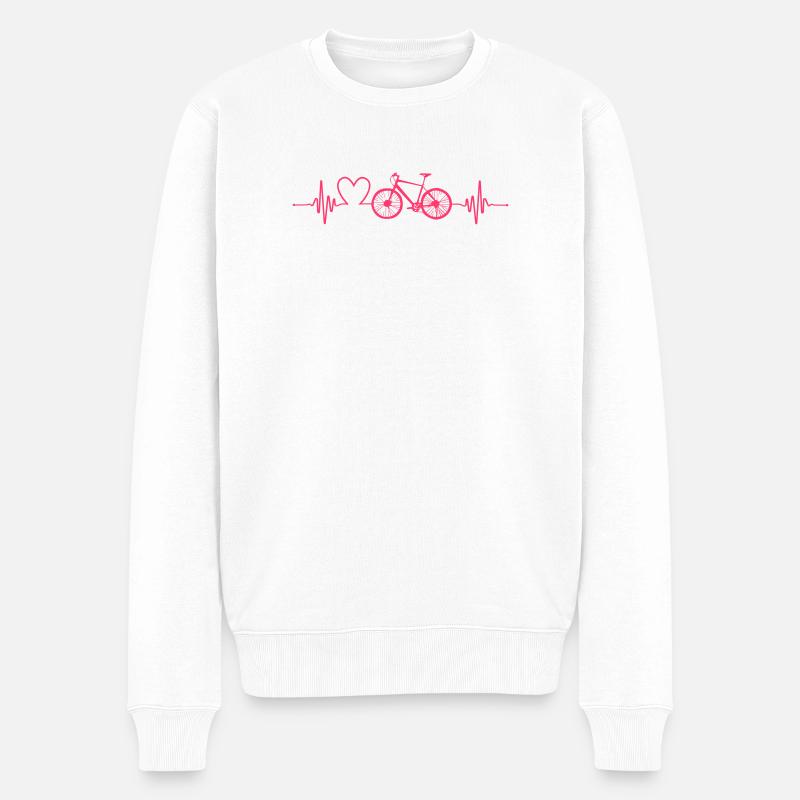 Battement de cœur Amour à vélo - Pull Premium bio Homme - blanc