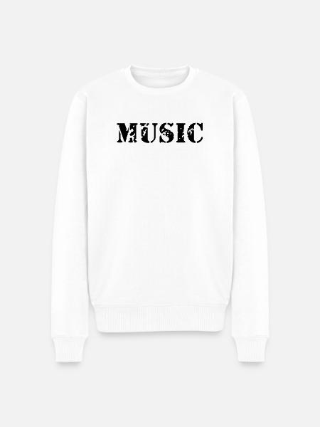 music as a stamp print design - Men's Premium Organic Jumper - white