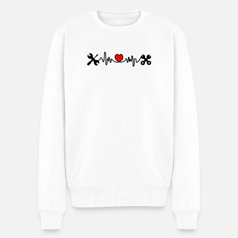 Outils avec cardiogramme cardiaque - Pull Premium bio Homme - blanc